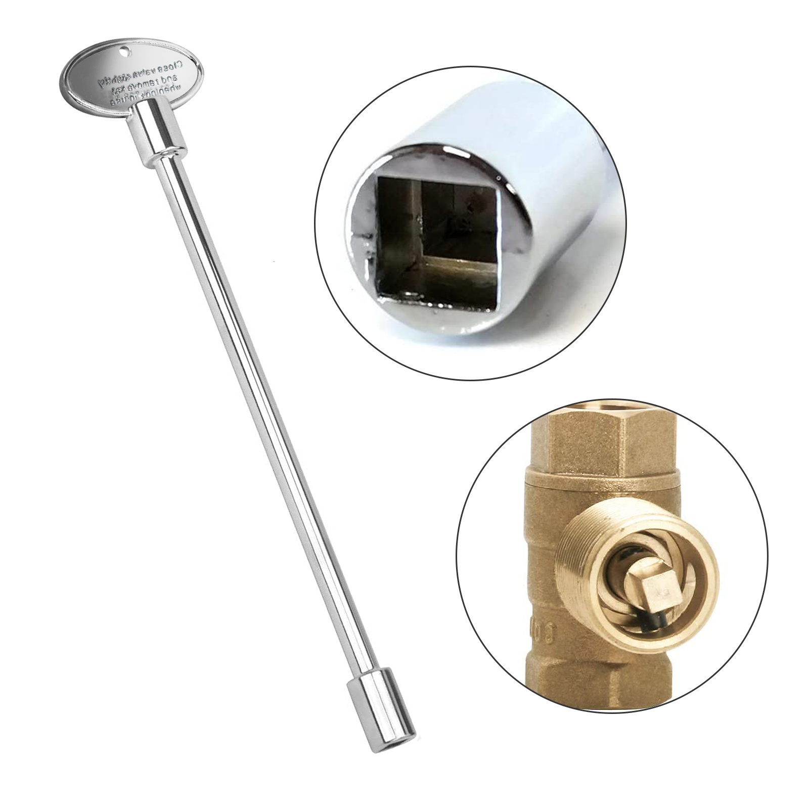 Midwest Hearth Universal Gas Valve Key for Gas Fire Pits and Fireplaces .Polished Chrome 8 Inch