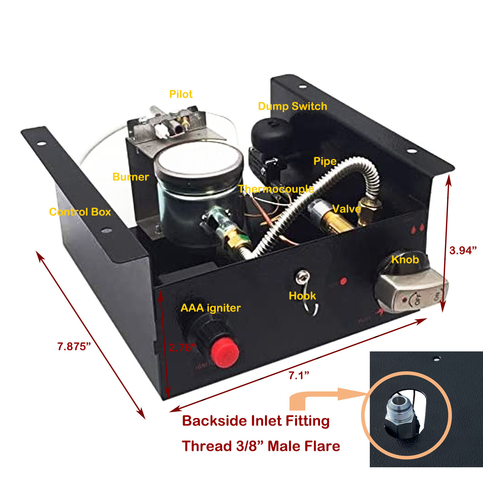 Square Heater Glass Tube Burner Kit Replacement Parts For Outdoor Patio Heater Burner Control Box Assembly