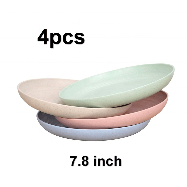 Wheat Straw Plates Set Plastic Plates for Wedding Plastic Camping Plate