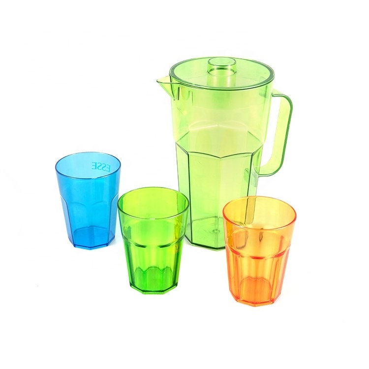 Large Capacity Cold Drinking Water Jug Set PS Plastic Beverage Kettles Milk Juice Iced Tea Pitcher Set With 4 Cups