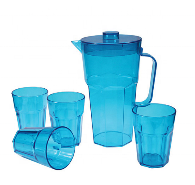 Large Capacity Cold Drinking Water Jug Set PS Plastic Beverage Kettles Milk Juice Iced Tea Pitcher Set With 4 Cups