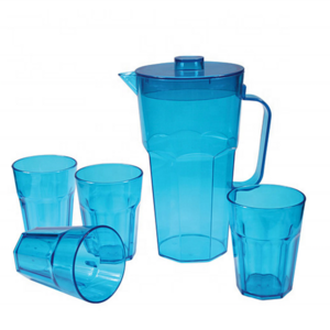 Large Capacity Cold Drinking Water Jug Set PS Plastic Beverage Kettles Milk Juice Iced Tea Pitcher Set With 4 Cups