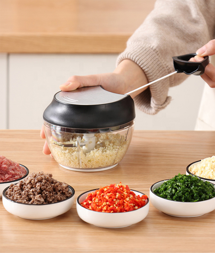 Mini Manual Hand Pull Chopper Vegetable Meat Food Garlic Onion Grater  With 3 Blades