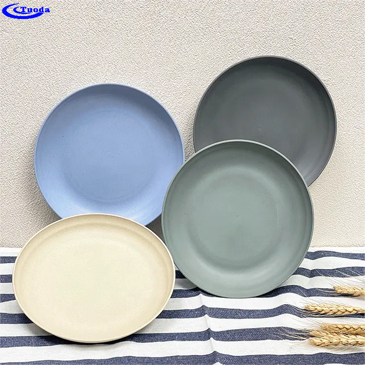 Wheat Straw Plates Set Plastic Plates for Wedding Plastic Camping Plate