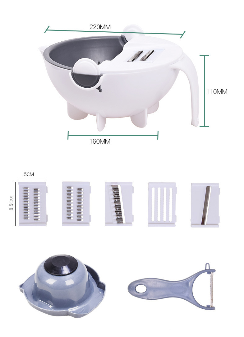 9 in1 vegetable slicer manual vegetable chopper,multifunctional vegetable cutter with drain basket