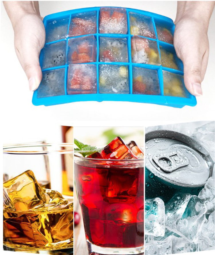 BPA Free 24 Grids Silicone Ice Cube Tray With Lid For Ice Cube Maker Fruit Popsicle Ice Cream Mold