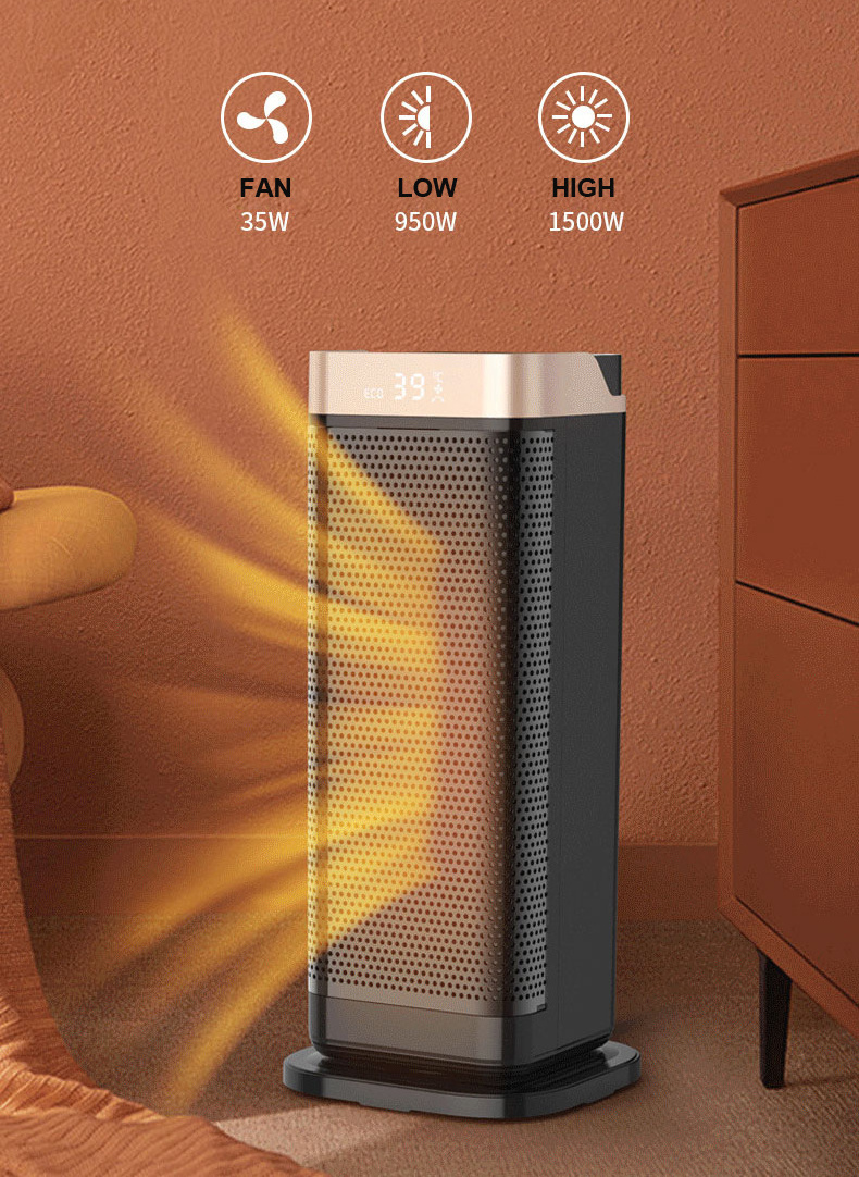 Space Heater Upgraded Fast Quiet Heating PTC Ceramic fan Heater Tower Oscillating Electric Heater Digital Thermostat 12h Timer