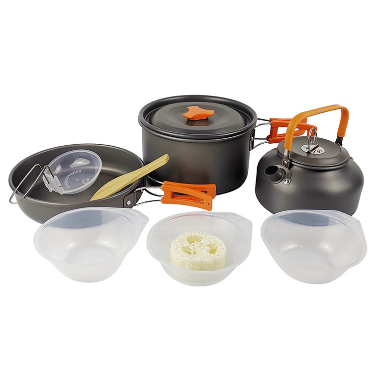 Durable Hard-anodized Cookset camping cookware mess kit