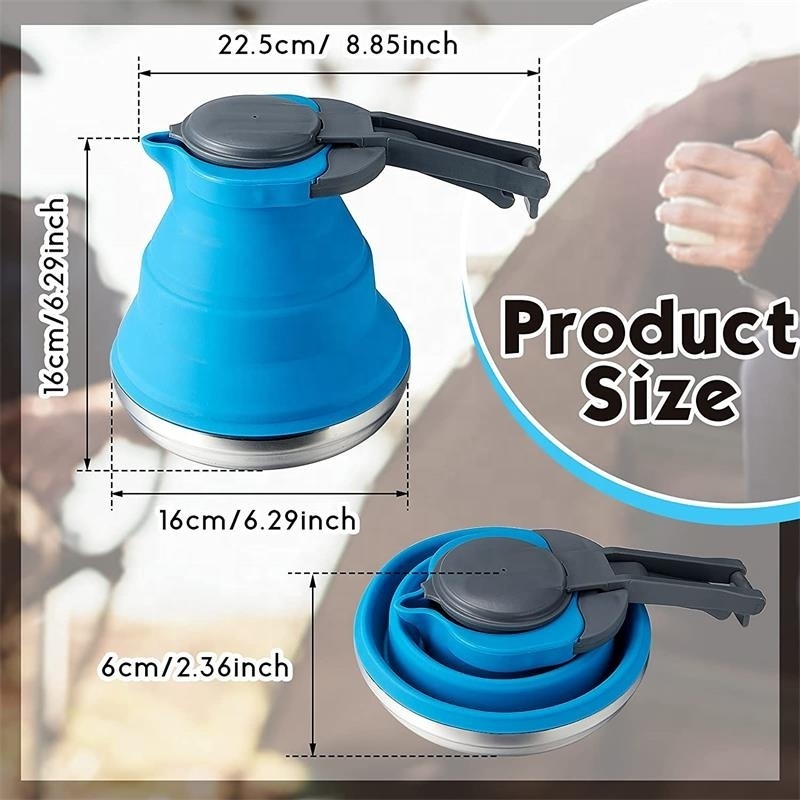 Travel foldable Camping kettle Mini Folding Electric Collapsible Kettle Silicone Kettle Outdoor Portable