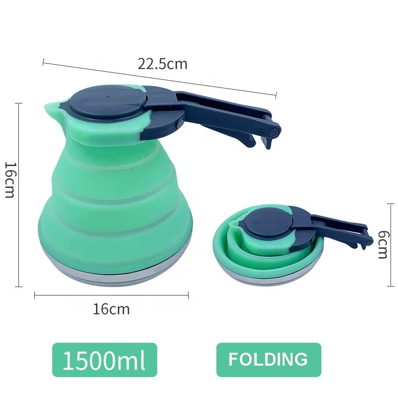 Outdoor Camping Kettle Travelling Tea Portable Folding Silicone Kettle Collapsible Kettle 1.5l