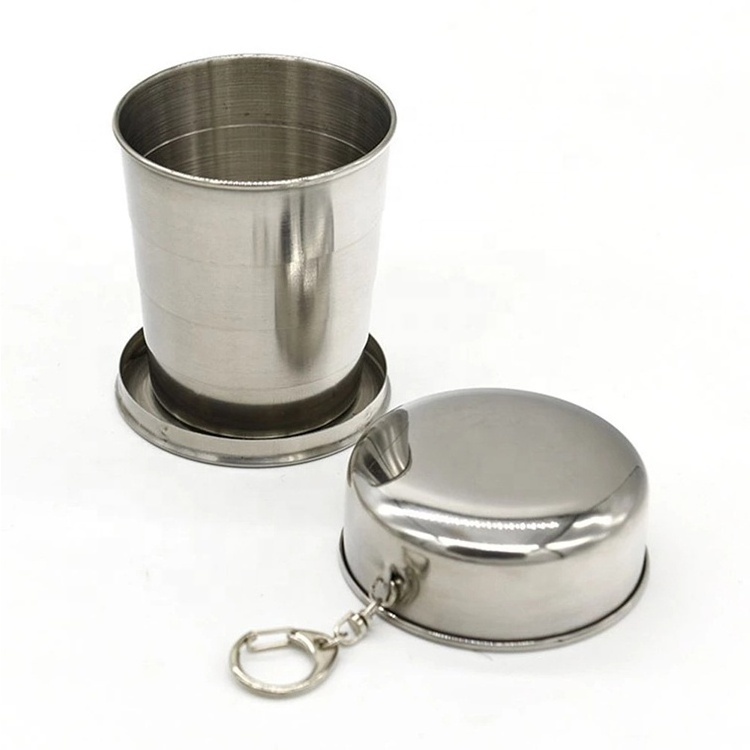 camping Travel Demountable Telescopic Keychain foldable cup portable Water beer Tumbler collapsible cup stainless steel cup