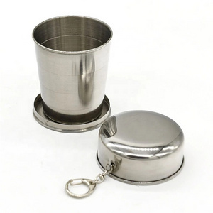 camping Travel Demountable Telescopic Keychain foldable cup portable Water beer Tumbler collapsible cup stainless steel cup