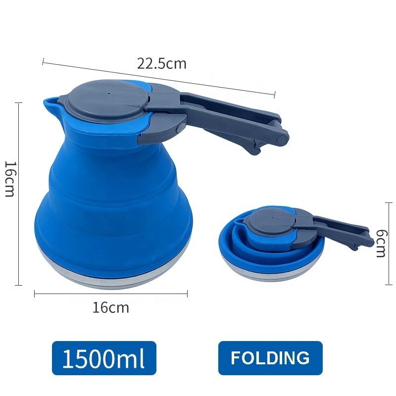 Outdoor Camping Kettle Travelling Tea Portable Folding Silicone Kettle Collapsible Kettle 1.5l