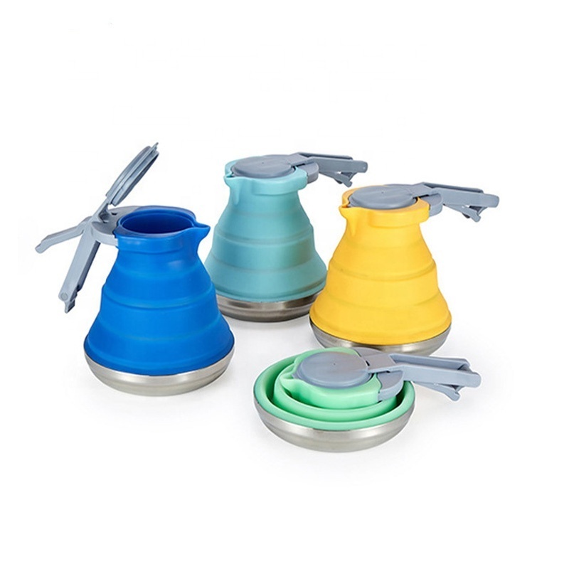 Outdoor Camping Kettle Travelling Tea Portable Folding Silicone Kettle Collapsible Kettle 1.5l