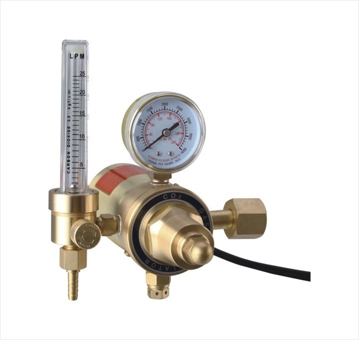 2021 Uweld Full Brass Body and Chrom- plated Bonnet CO2 Regulator with Heater