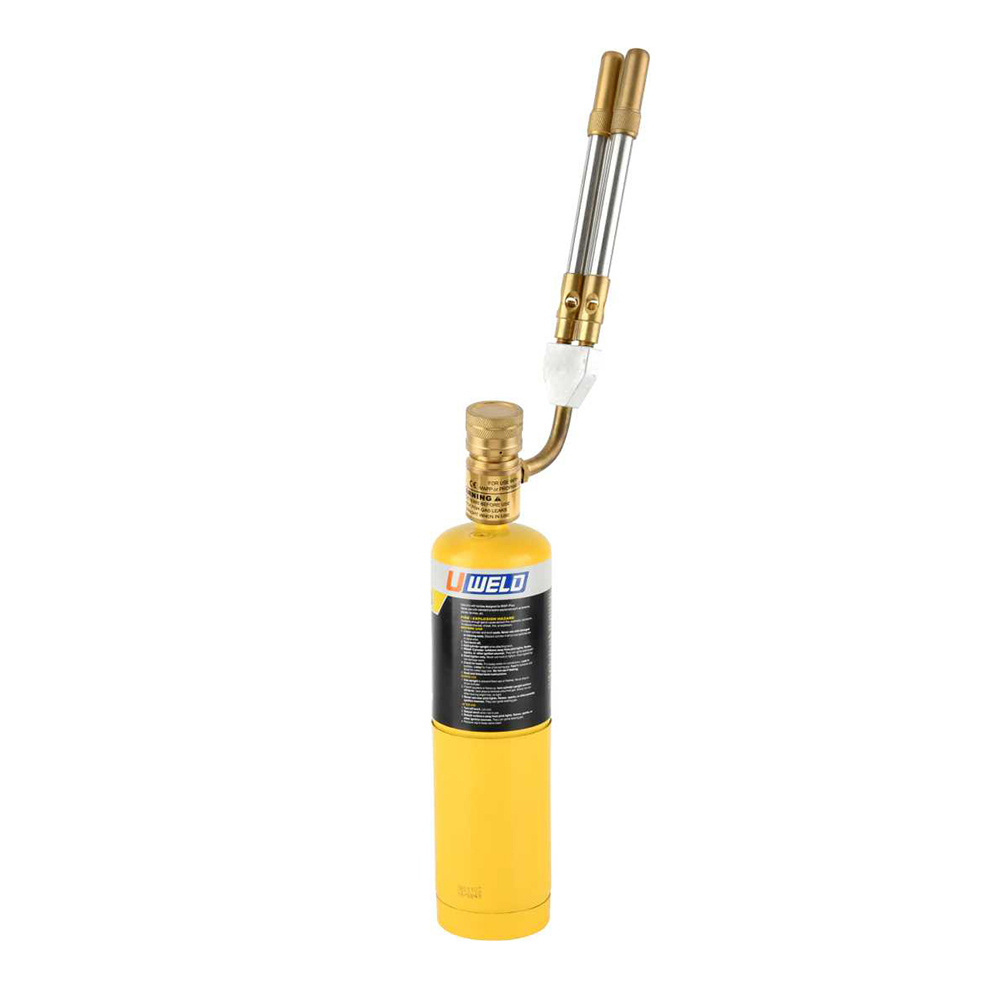 Double Flame Jet Full Metal Manual Ignition Propane Brazing Soldering Welding Gas MAPP MAP Torch