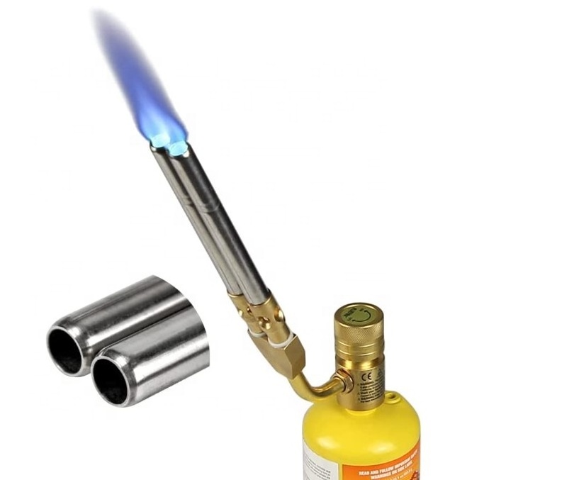 Uweld Double Hand Flame Gas Torch Head with Porpane Kit Gas Welding Dual Tubes Nozzle Fuel By Mapp