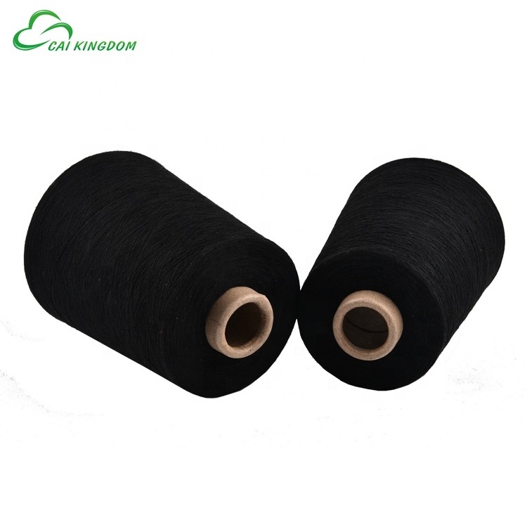 Regenerated  cotton polyester  yarn ne 20s/1 and ne 10s/1  black for sock and circular knittitng