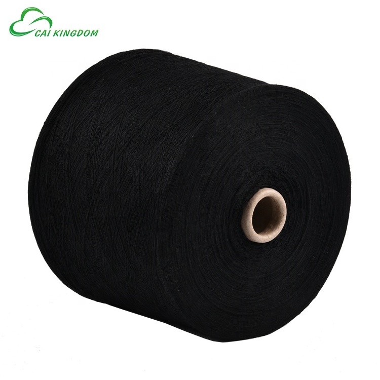 Regenerated  cotton polyester  yarn ne 20s/1 and ne 10s/1  black for sock and circular knittitng