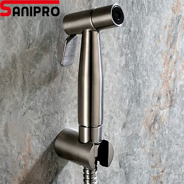 SANIPRO Wall Hung Stainless Steel Toilet WC Jet Shattaf Bidet Spray Muslim Handheld Sprayer Health Faucet Mixer Shower Tap Set