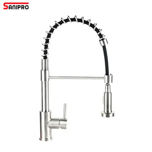 SANIPRO SS Sprayer Sink Mixer Flexible Hose Pull Down Taps 304 Stainless Steel Brushed Spring Loaded Pull Out Kitchen Faucets