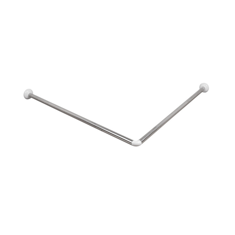 SANIPRO White Polished Nickel Hanging Retractable Curtain Rail Bathroom Aluminum Tension Corner L Shaped Shower Rod