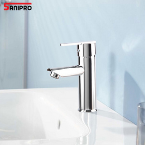 SANIPRO High Quality Luxury Bathroom Mixer Hot Cold Water Tap 304 Stainless Steel Chrome Basin Faucet with Brass Single Handle