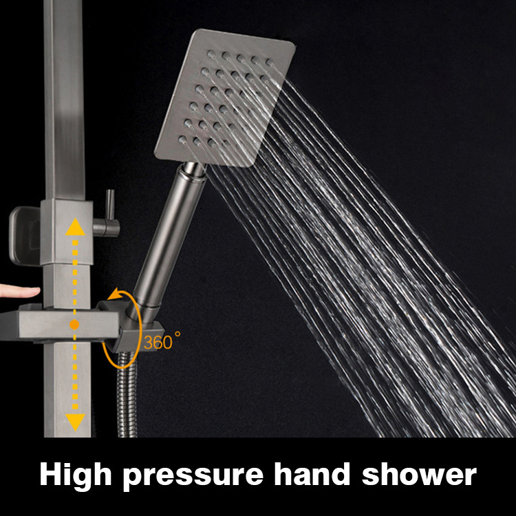 SANIPRO Sanitary Wares Supplier Wall Mounted 304 Stainless Steel Shower Panel Bathroom Faucet Mixers Rain Shower Column Set