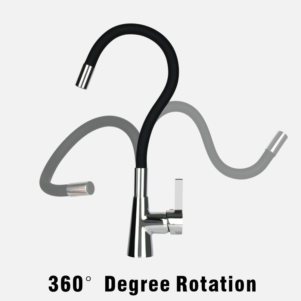 SANIPRO Colorful Brass Body Flexible Silicon Tube Rotatable Hot Cold Mixer Taps Sink Tap Lead-free Pull Out Kitchen Faucet