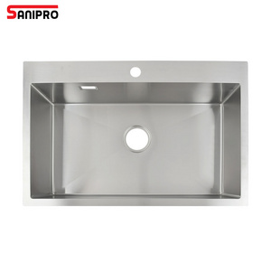 SANIPRO Undermount SUS304 SS316 Stainless Steel Bathroom Laundry Vessel Kitchen Handmade RV Single Bowl Sink for Washing