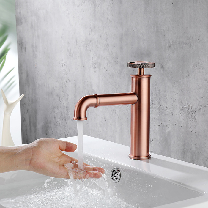 Sanipro Basin Faucets Retro Industrial Style Matte Red Copper Brass Crane Bathroom Faucets Hot and Cold Water Mixer Tap torneira