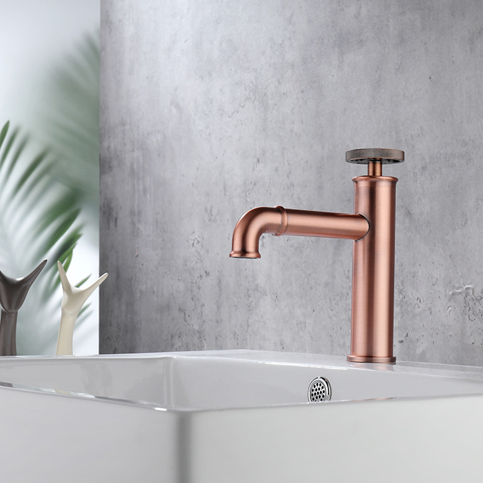 Sanipro Basin Faucets Retro Industrial Style Matte Red Copper Brass Crane Bathroom Faucets Hot and Cold Water Mixer Tap torneira