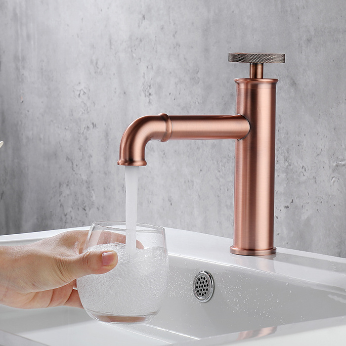 Sanipro Basin Faucets Retro Industrial Style Matte Red Copper Brass Crane Bathroom Faucets Hot and Cold Water Mixer Tap torneira