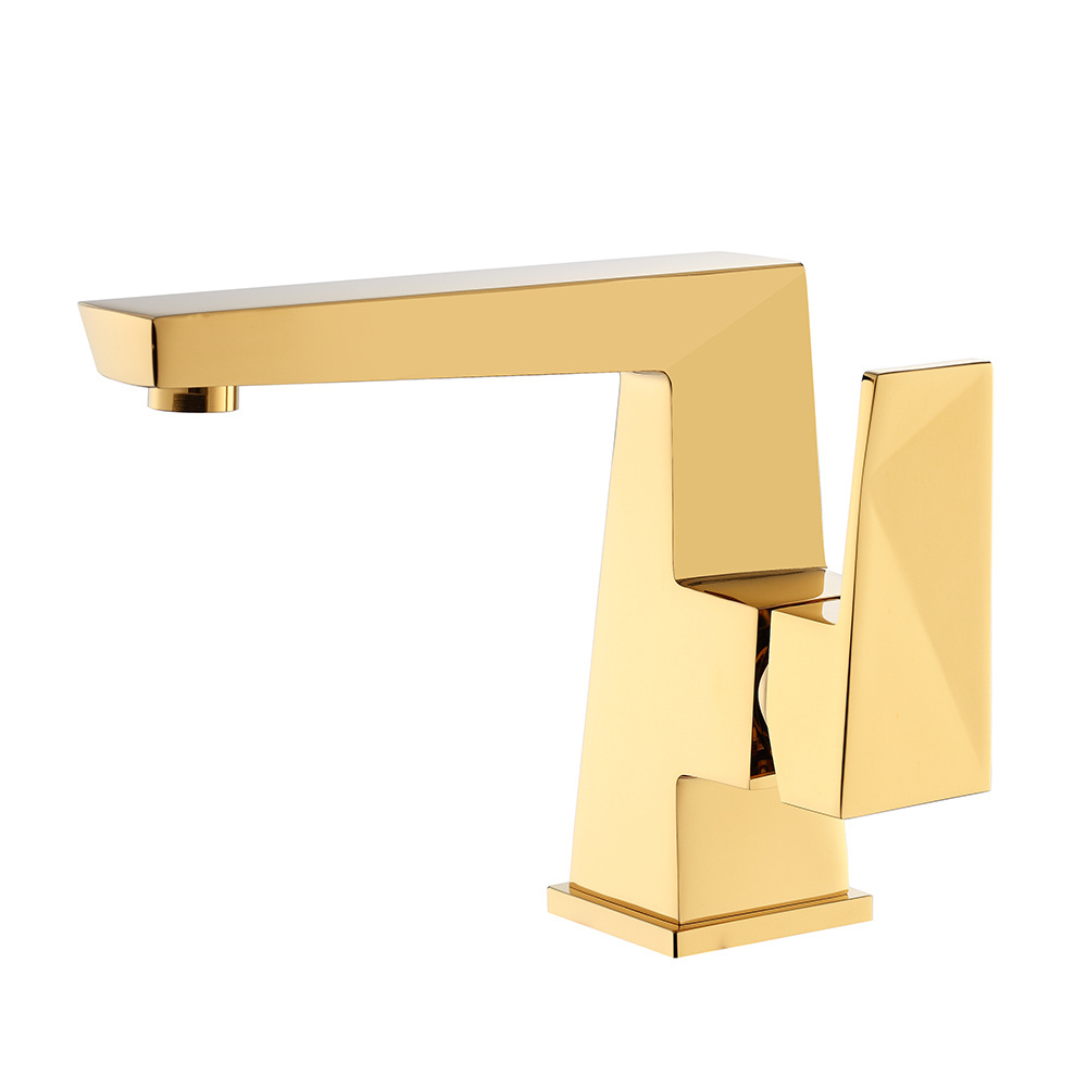 Sanirpo 2022 hot and cold single lever luxury gold tap mixer brass basin faucet