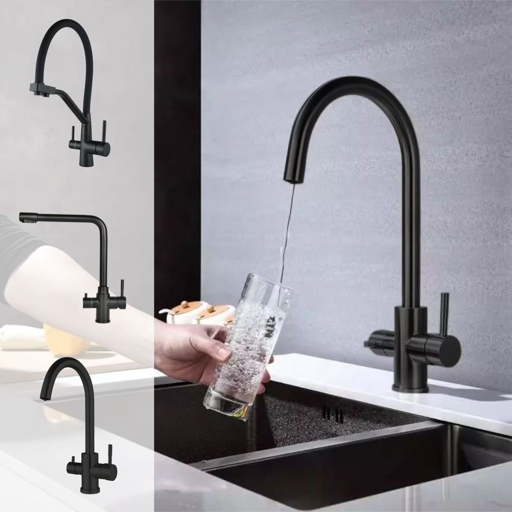 SANIPRO Wholesale 360 Rotation Sprayer Hot Cold Water Filter Tap Mixer Stainless Steel Pull Out Down Black Sink Kitchen Faucets