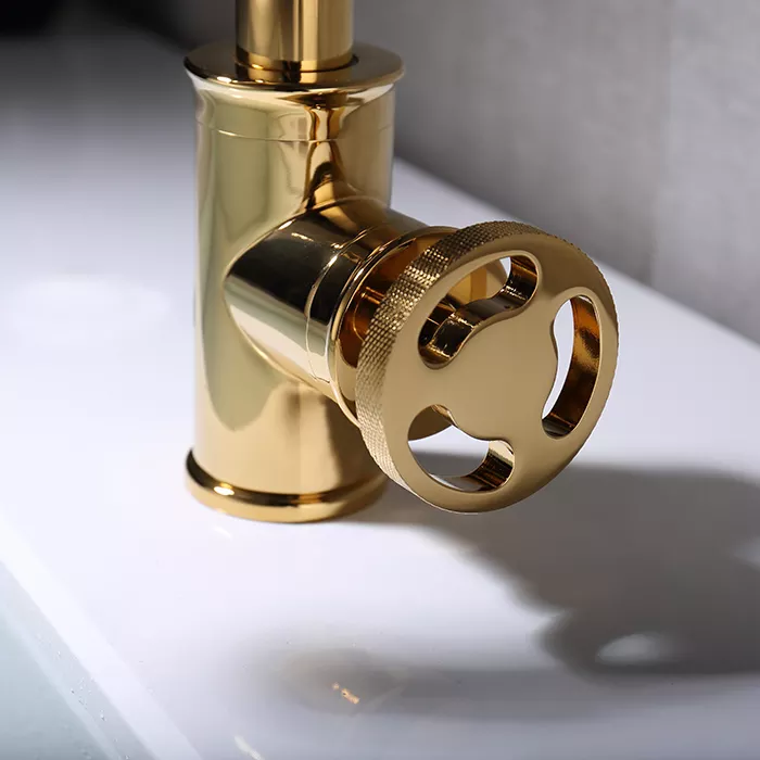 SANIPRO OEM ODM Sanitary Ware Retro Industrial Style Golden Faucet Hot and Cold Water Mixer Tap Bathroom Basin Brass Faucets