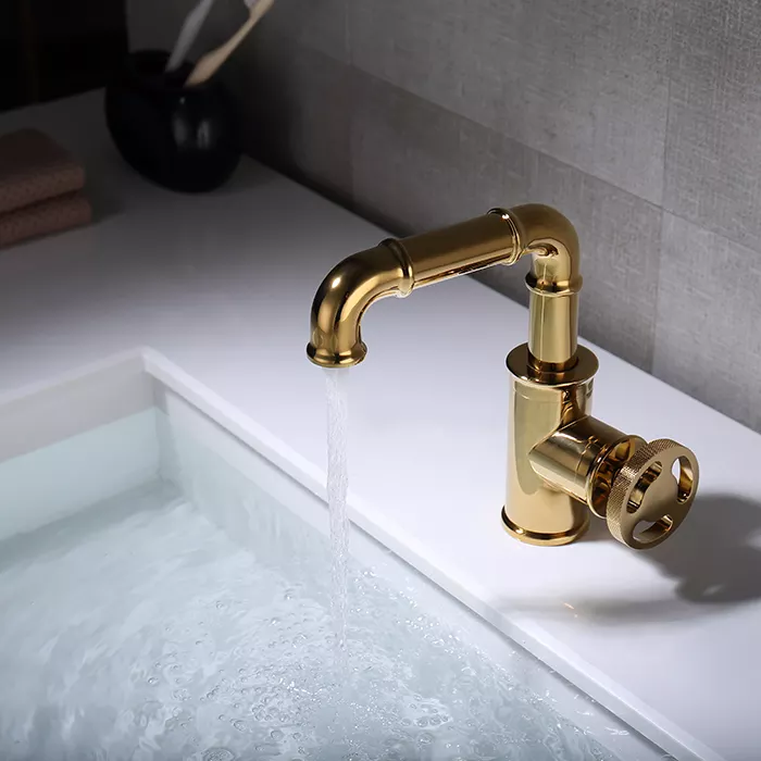 SANIPRO OEM ODM Sanitary Ware Retro Industrial Style Golden Faucet Hot and Cold Water Mixer Tap Bathroom Basin Brass Faucets