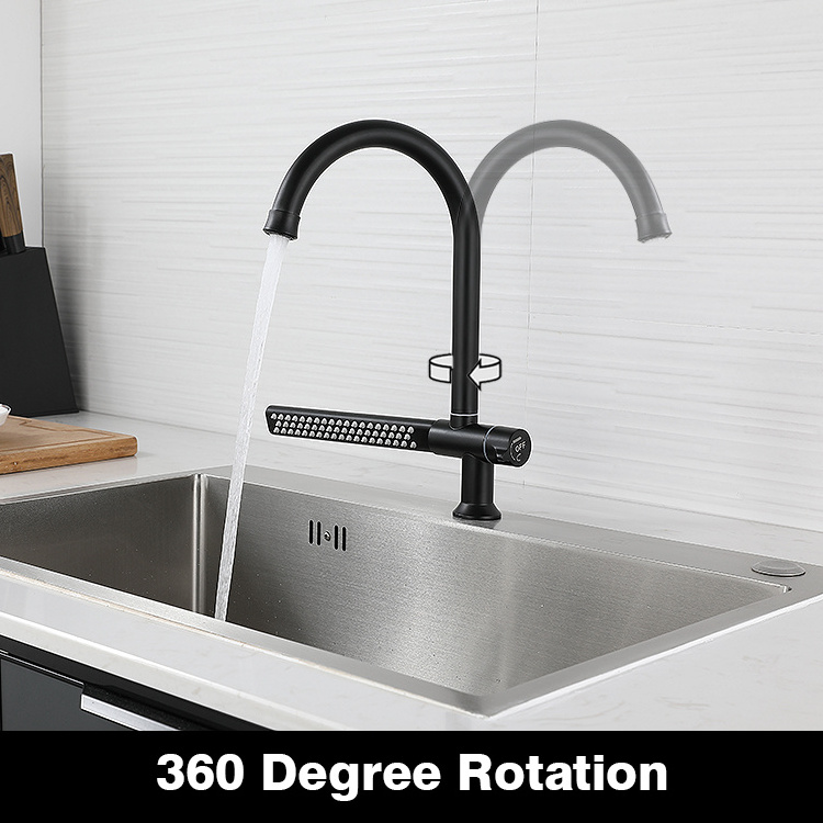 SANIPRO Modern Gourmet 360 Degree Adjustable Rotating SS304 Cold Water Stainless Steel Tap Waterfall Kitchen Sink Faucets