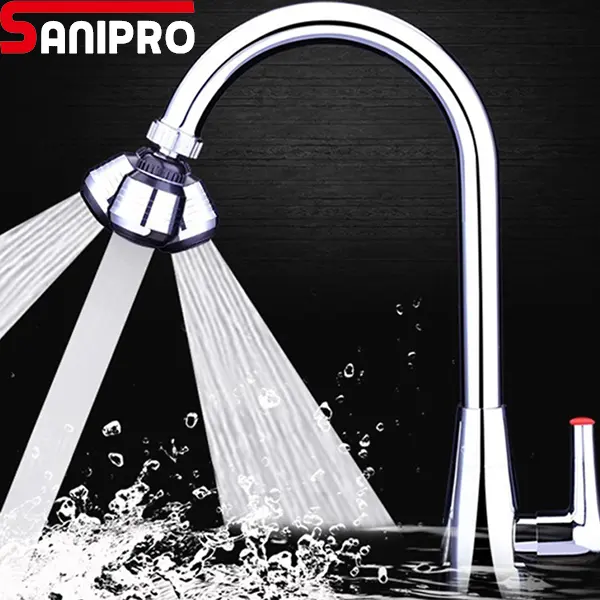 SANIPRO Kitchen Accessories Zinc Alloy Faucet Aerator Tap Adapte 1080 Rotating Flexible Sink Sprayer Jet Faucet Extenders