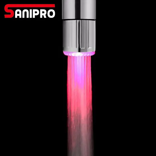 SANIPRO Water Saving Taps Aerator Waterfall LED Sensor Tap Bathroom Basin Sink Temperature Control Colorful LED Water Faucet