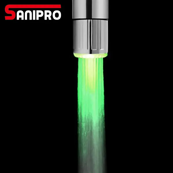 SANIPRO Water Saving Taps Aerator Waterfall LED Sensor Tap Bathroom Basin Sink Temperature Control Colorful LED Water Faucet