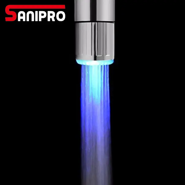 SANIPRO Water Saving Taps Aerator Waterfall LED Sensor Tap Bathroom Basin Sink Temperature Control Colorful LED Water Faucet