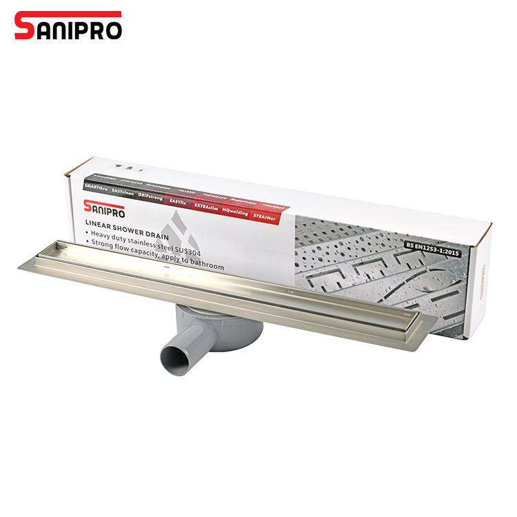 SANIPRO 700mm 360 Degree Rotation 2 in 1 Invisible Tile Insert Floor Drain SS304 Stainless Steel Bathroom Linear Shower Drains