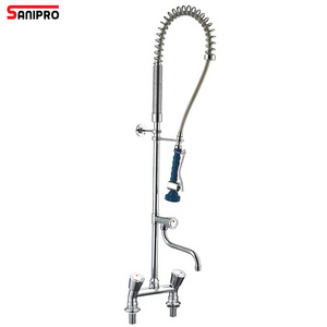 SANIPRO Professional Restaurant Dishwasher Taps Deck Mounted Pull Out Spray Valve Pre Rinse Tap Commercial Kitchen Faucets