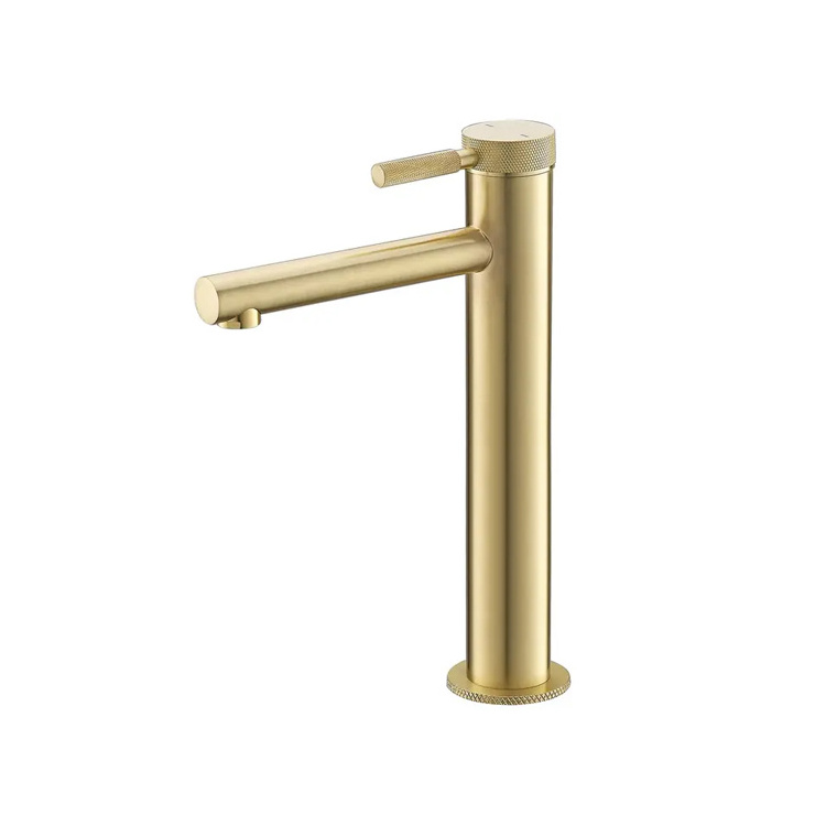 SANIPRO New Luxury Knurled Design Brushed Rose Gold Painting Face Copper Tall Tap Wash Basin Sink Faucet for Bathroom