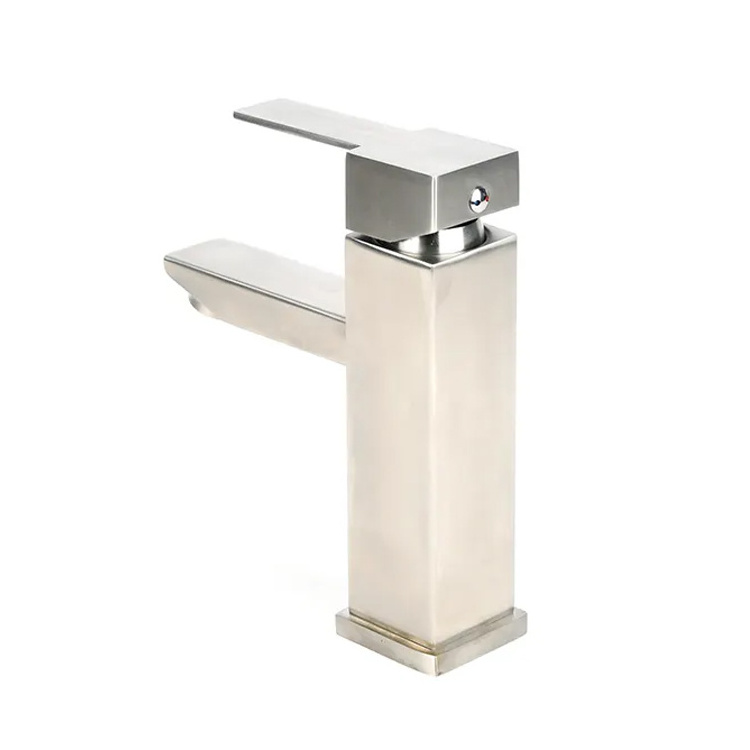 SANIPRO SUS304 Deck Mounted Basin Mixer Water Taps New Modern Stainless Steel Bathroom Square Faucets