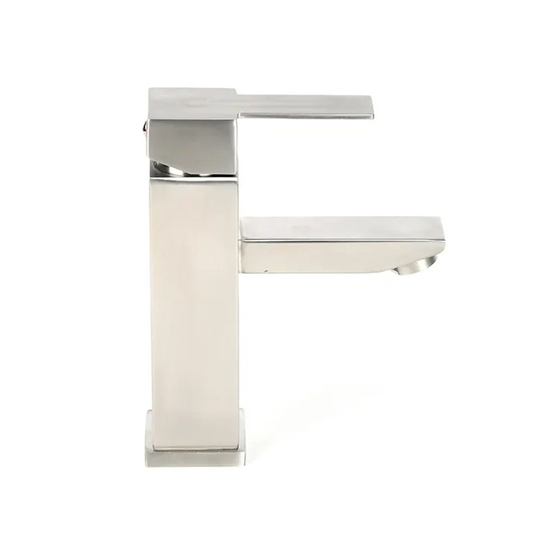 SANIPRO SUS304 Deck Mounted Basin Mixer Water Taps New Modern Stainless Steel Bathroom Square Faucets