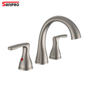 SANIPRO Waterfall Widespread Bathroom Tap 3 Hole Two Handle Hot and Cold Water Mixer Basin Taps Bath Tub Faucet