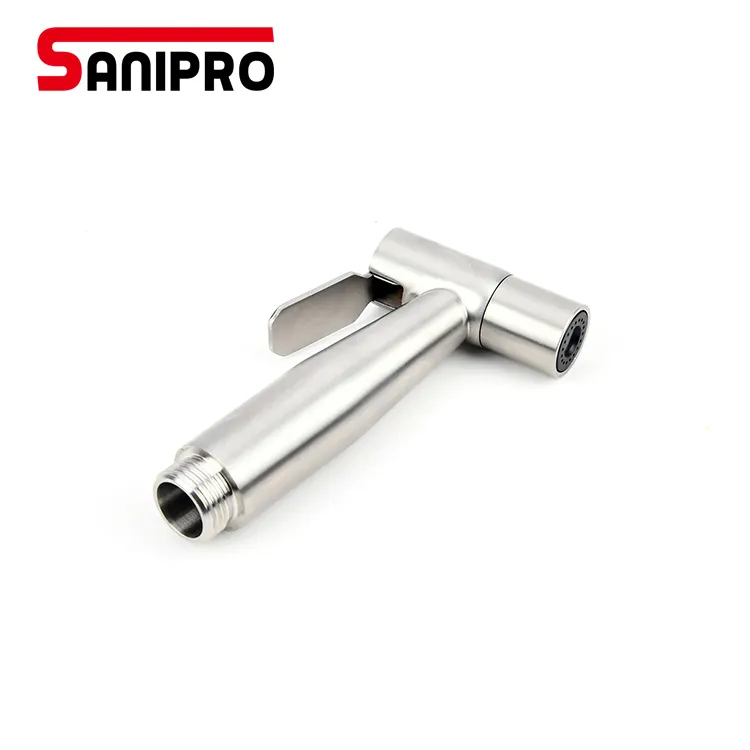 SANIPRO Brass Toilet Concealed Hot and Cold Bidet Spray Faucet Set Bathroom Brushed Nickel Hand Held Sprayer Shattaf Bidet