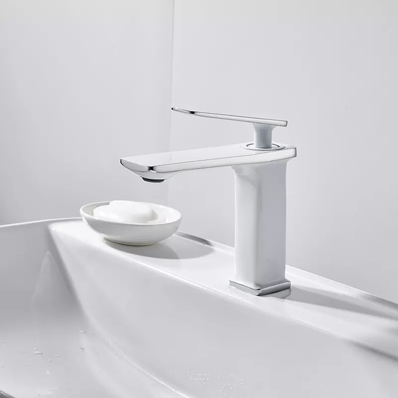 SANIPRO Luxury White Lavatory Brass Waterfall Washbasin Faucet Water Tap Hot and Cold Bathroom Sink Basin Mixer Faucets